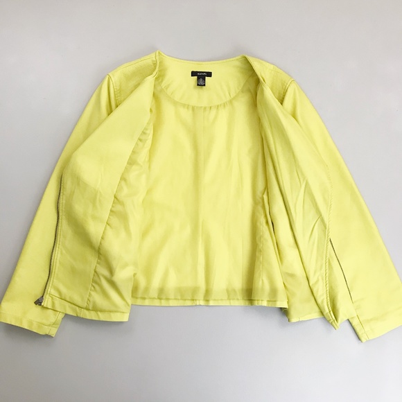 ALFANI Graphic Mood Faux Leather Moto Jacket XL Asymmetrical Zip Front Luxe Lime - Picture 5 of 7